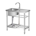 Garvee Freestanding Stainless Steel Utility Sink with 360° Gooseneck Faucet & Storage Shelf – 76 × 41 × 76cm