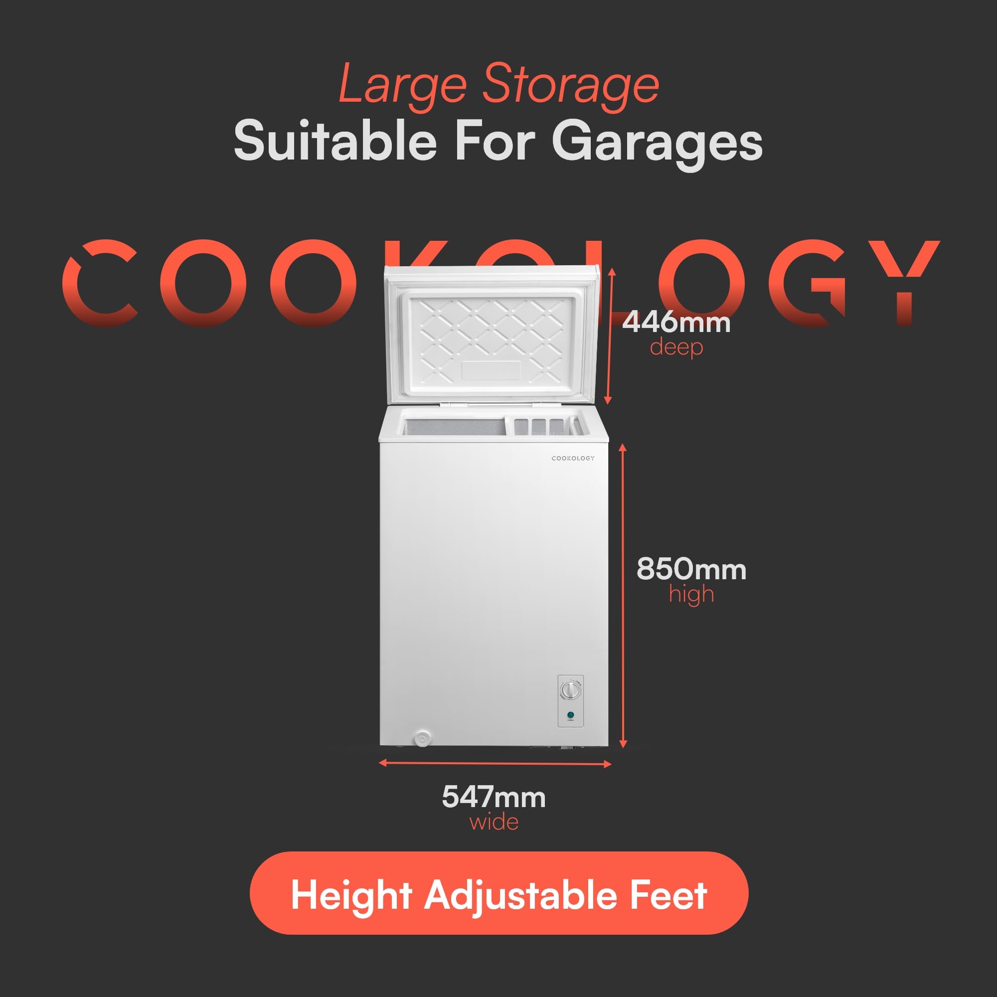 Cookology CCFZ99WH Freestanding Chest Freezer in White - 99 Litre Capacity - Suitable for Outbuildings