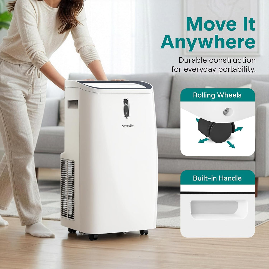 12,000 BTU 3-in-1 Smart Portable Air Conditioner with WiFi — Cooling, Fan & Dehumidifier, 24hr Timer, Remote Control, Window Kit