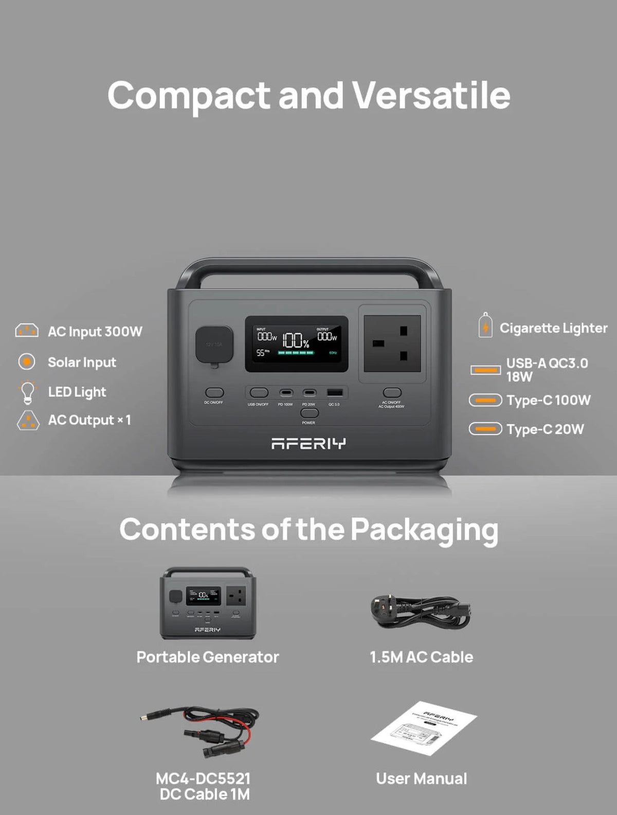 AFERIY P040 Portable Power Station 400W 256Wh