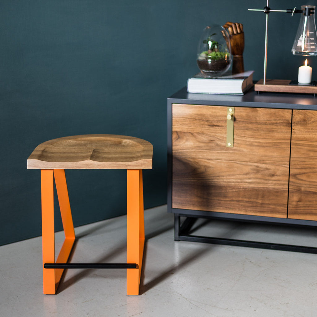 Oak Dining Stool, Angle