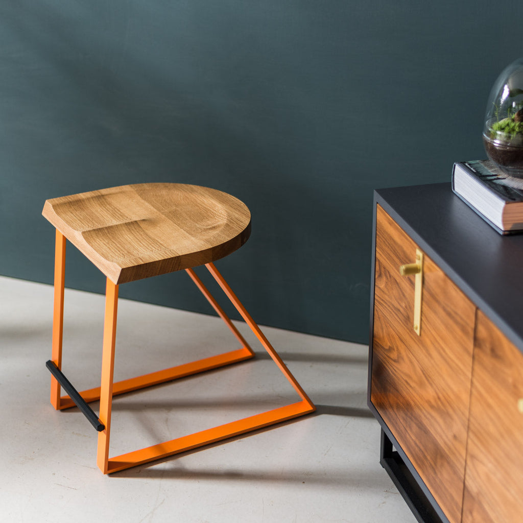 Oak Dining Stool, Angle