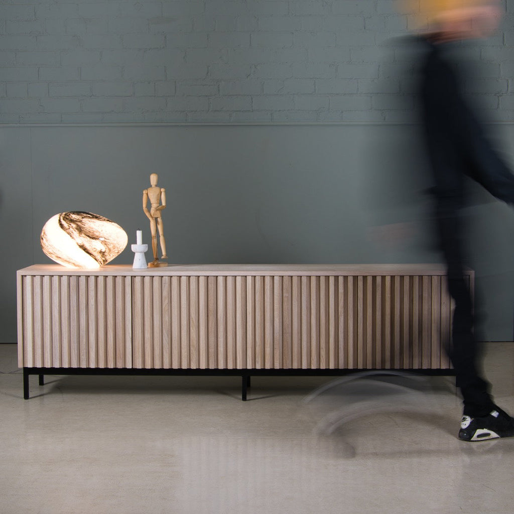 White Oak Cabinet, Fluted