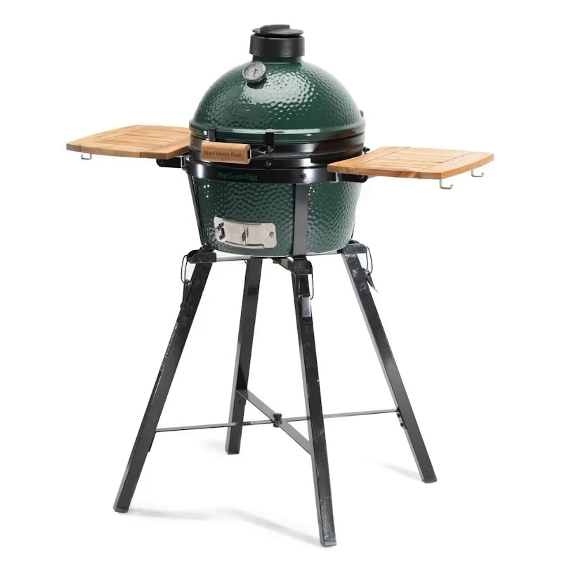 Big Green Egg MiniMax Foldable Stand with Acacia Shelves – Portable Cooking Base
