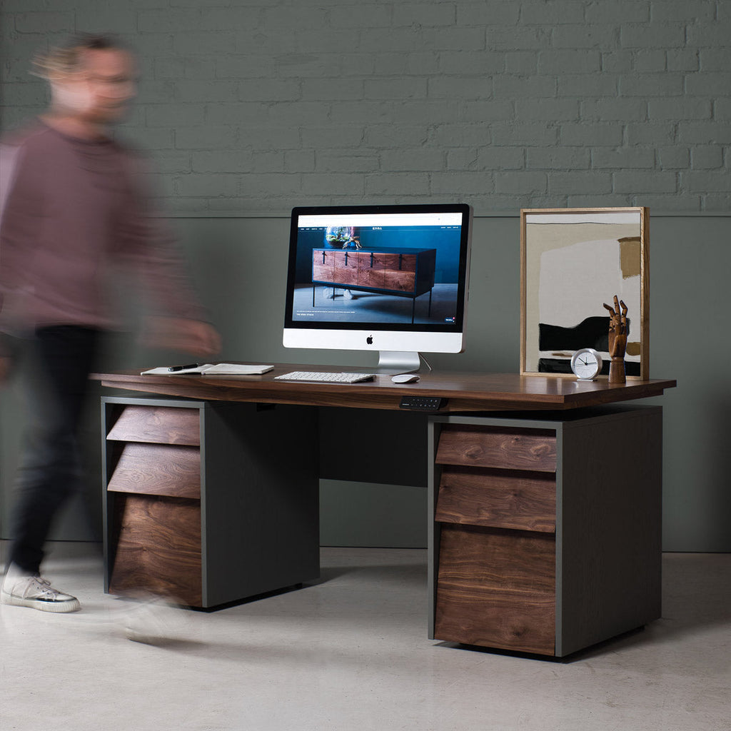 Sit-Stand Walnut Desk, Croft