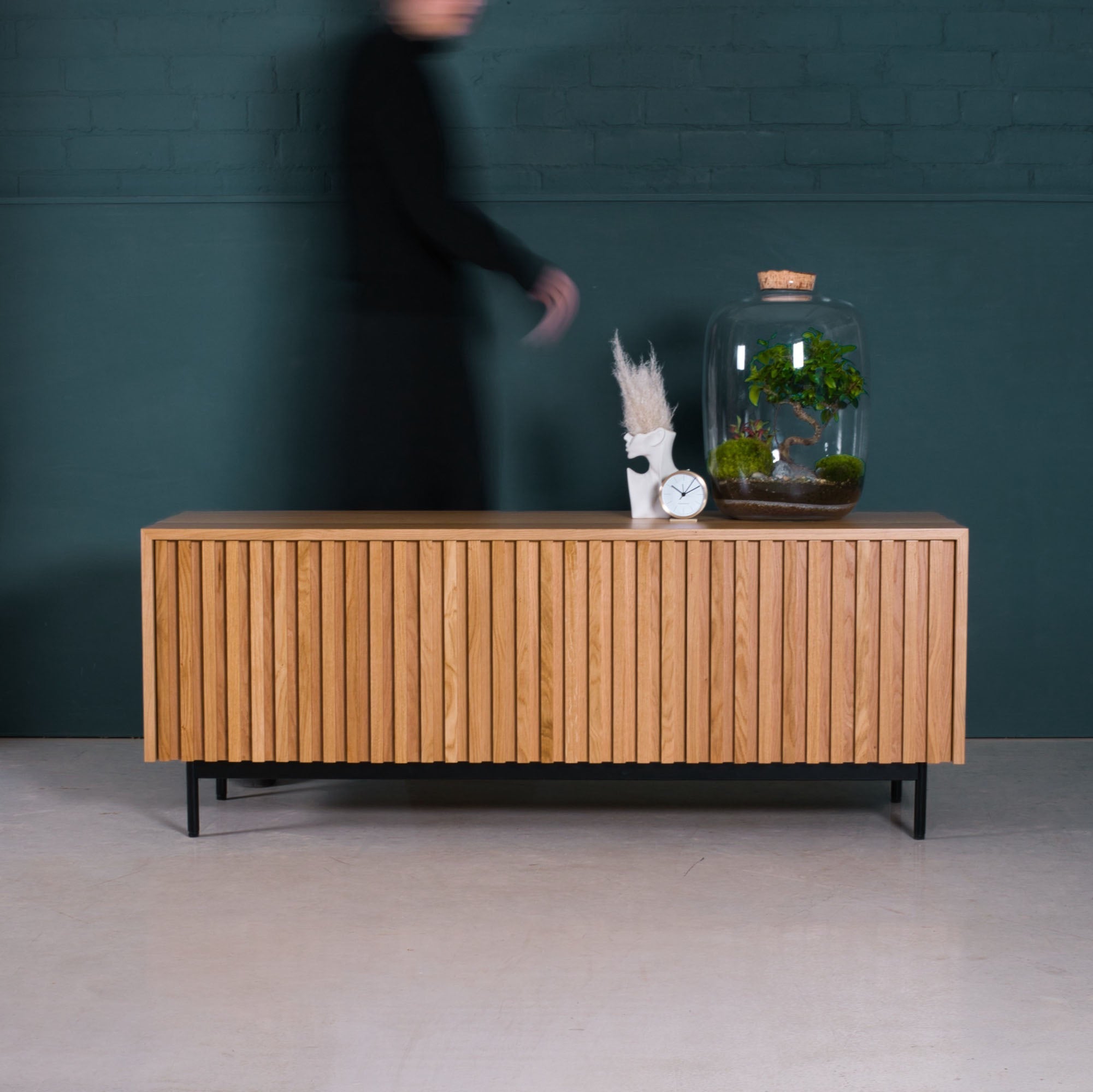 Fluted Oak Cabinet