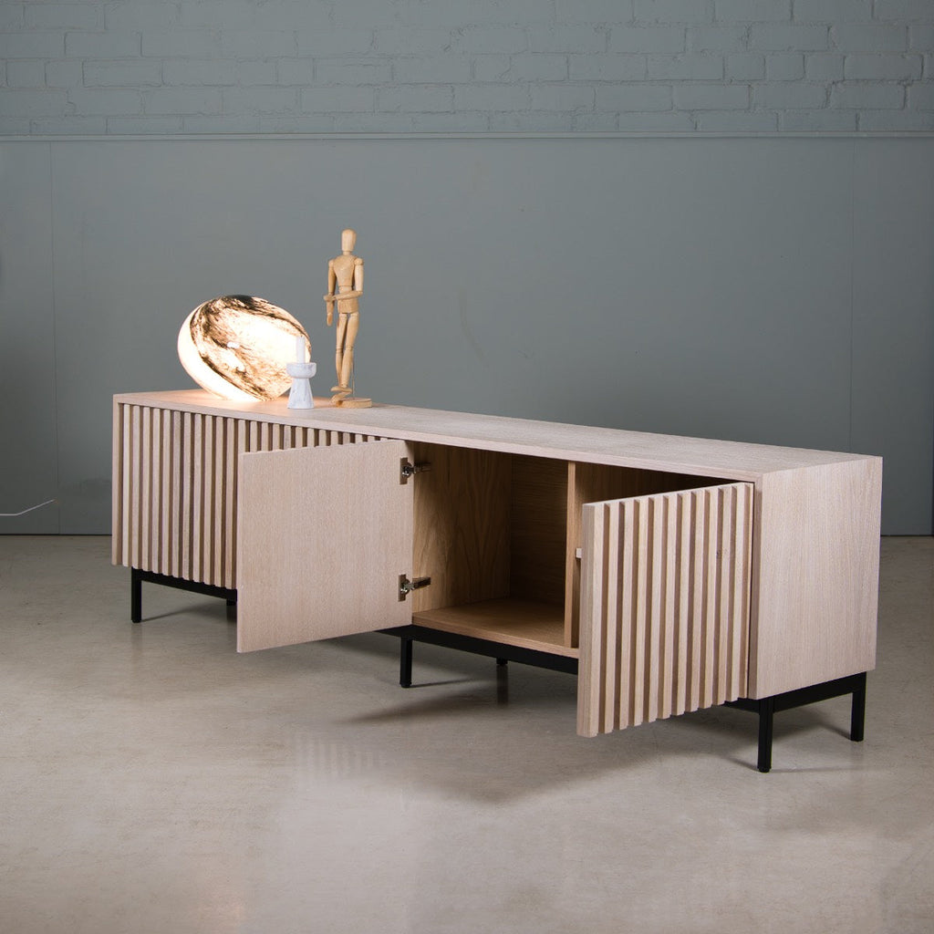 White Oak Cabinet, Fluted