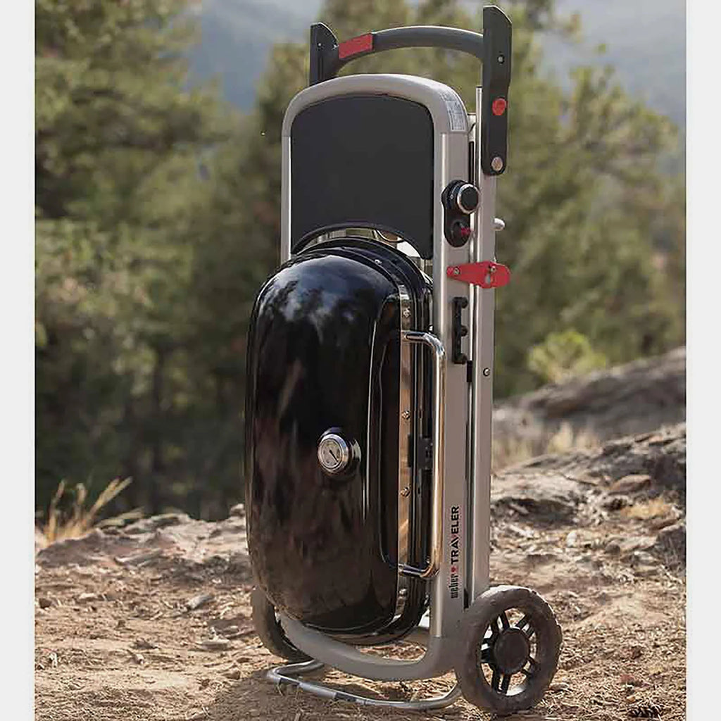 Weber Traveler Portable Gas BBQ with Folding Cart – Black