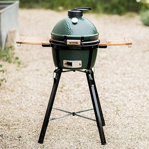 Big Green Egg MiniMax Foldable Stand with Acacia Shelves – Portable Cooking Base