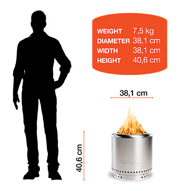 Solo Stove Ranger 15" Essential Bundle – Smokeless Fire Pit, Stand & Lid
